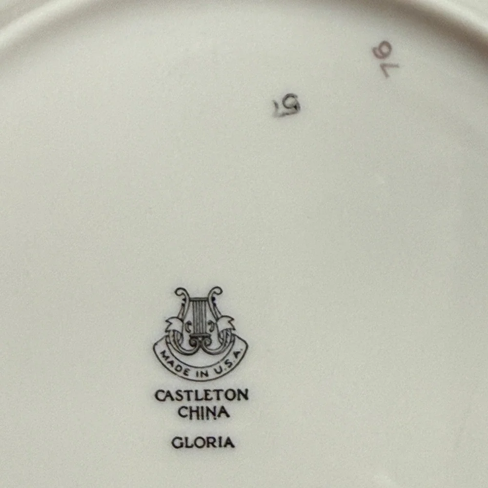 Castleton China Gloria Salad Plate Set of 4 Cream Rose Gold Rim Vintage